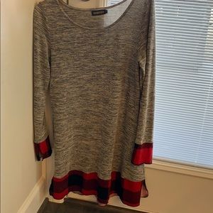 Tunic with buffalo check trim